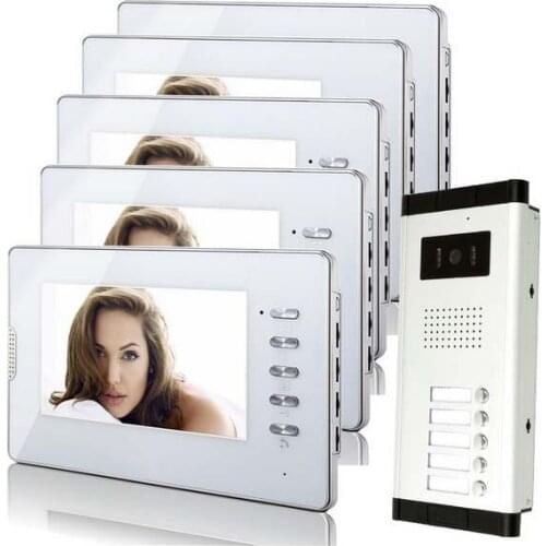 XINSILU Home produc 7"video door phone for 5-apartments,HD color wired intercom system/audio door phone