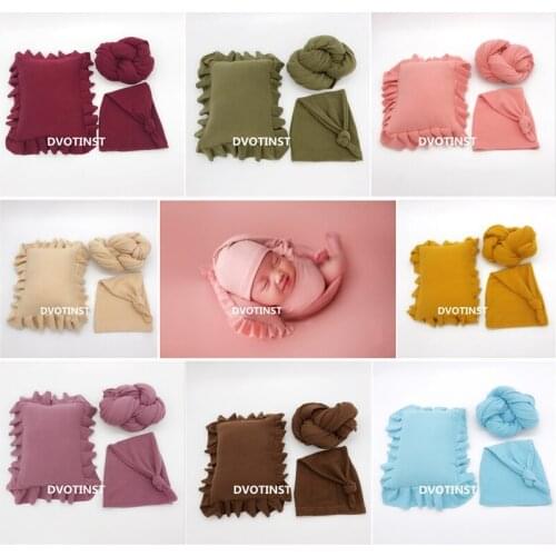 Dvotinst Newborn Photography Props for Baby Soft Hat+Posing Pillow+Wraps Set Bebe Fotografia Accessories Studio Photo Shoots