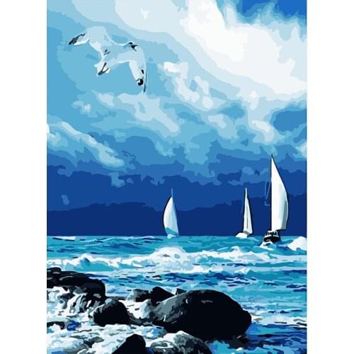 Hot selling The Ferryman diy canvas painting by numbers for adults Acrylic Pigment paint by number Arts Craft