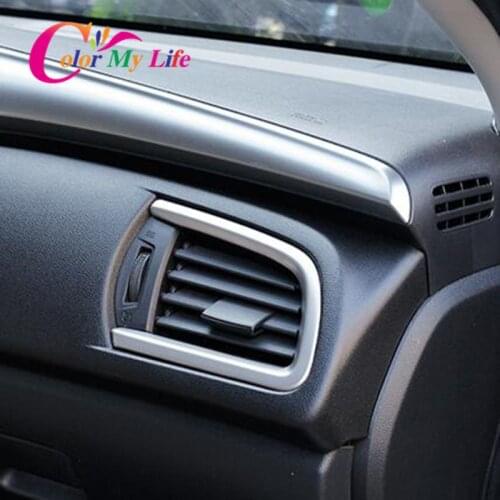 ABS Chrome Air Vent Trim Sticker Car Air Conditioning Outlet Cover Stickers for Honda New City 2014 2015 2016 LHD Car Styling