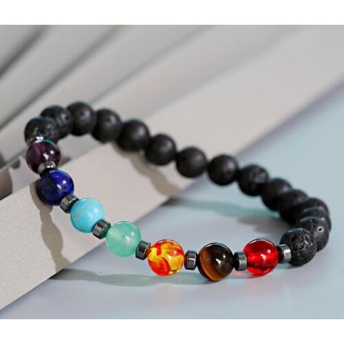 Classic 7 Chakra Natural Stone Braslet Charm Strands Bracelets Bangles Masculina Armband Dropshipping