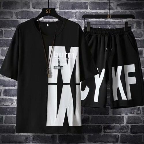 Summer Mens Sets Hip Hop Fashion Streetwear Two Piece Tracksuit Men Casual Men Clothing Joggers Sport Wear Sets Plus Size Men