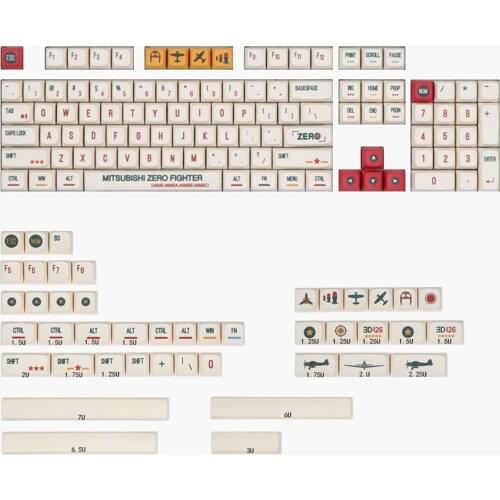 148 Keys Fighter Helicopter Design Aircraft Keycaps For Cherry Mx Switch Mechanical Gaming Keyboard PBT Milk White Flat Key Caps