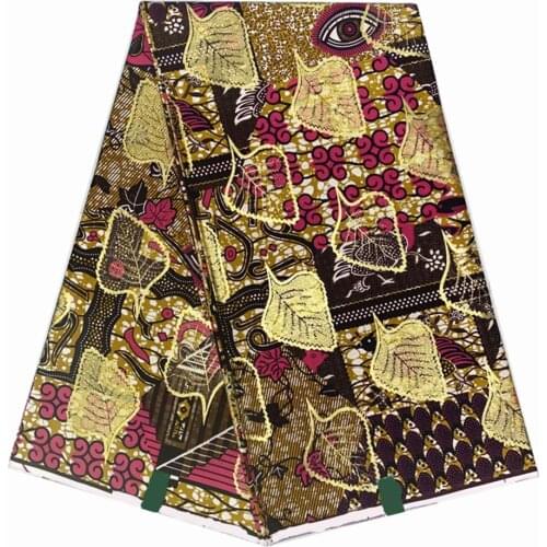Fashion African Cotton Print Material Real Golden Wax Fabric For Party Dress 6yards Nigerian Women Party Dress X815-2
