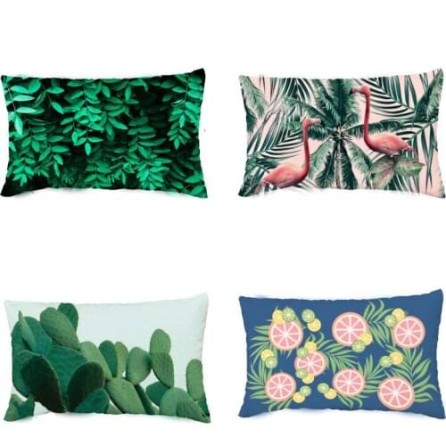 Fashion Pink Flamingo White Throw Pillow Case Fleshy Pink Flowers Banana Modern Art Printed Car Home Decor Cushion Cover 30X50cm