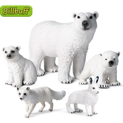 DIY Simulation Arctic Wild Animal Set Polar Bear Penguin Cub Zoo Model Figure Collection Cognition Educational Toys for Children