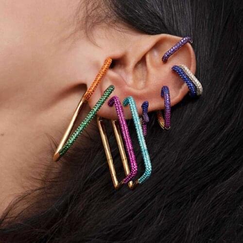 New Style Single Rectangular Love Heart Personality Lovely Fine Beauty Earrings Multi-color Rainbow Ear clip