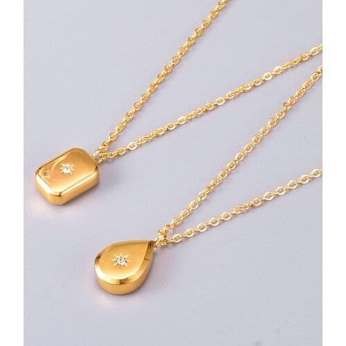 Amaiyllis 18kGold Big Dipper CZ Zircon Clavicle Necklace Pendant Square Drop Water Charm Crystal Star Necklace For Women Jewelry