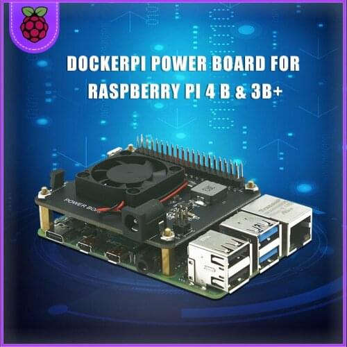DockerPi Power Board for Raspberry Pi 4 B & 3B+ & All Platform Power with Safe Shutdown Auto Cooling Fan Expansion Board