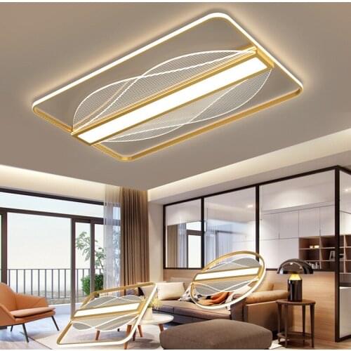 Living room ceiling lamp 2021 new creative bedroom lighting design gold led rectangular round ceiling lights