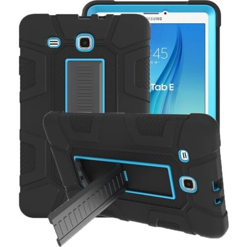Rugged Hybrid Armor Case For Samsung Galaxy Tab E 9.6 SM-T560 T561 Shock-Absorption Silicone+PC Cover With Kickstand+Film+Pen