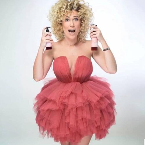 Sexy Short Tulle Dresses For Birthday Party Strapless V Neck Ruffles Pleated Mini Length Plus Size Women Formal Dress