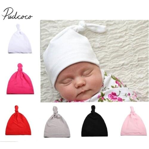 2019 Baby Accessories Hot Knotted Hat Children Fashion With Acute Angle Cap Solid Baby Hats Hospital Soft Caps