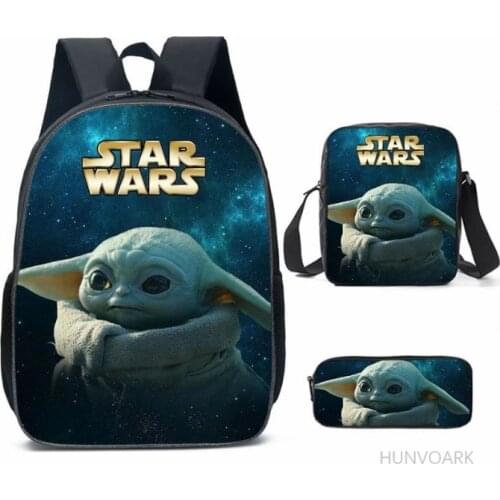 Disney Mandalorian school backpack For Boys Girls 3PCS Star Wars School Bags crossbody pencil case children Baby Yoda Mochilas