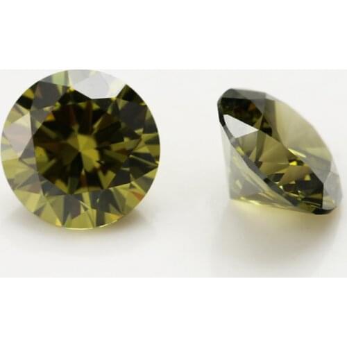 100pcs/lot 0.8mm~3.5mm Round Shape Loose CZ Stone Olive Green Color AAAAA Cubic zirconia Synthetic Gems For Jewelry DIY Stone