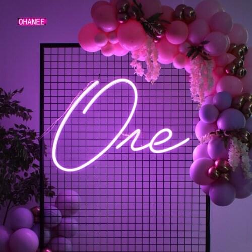 OHANEE LED Number One Neon Sign 1 Years Old Birthday Decoration Custom Name Logo Personalized Lights Party Wedding Decor Shop