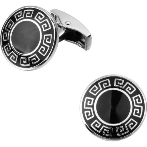Mens shirts Cufflinks high-quality copper material Black round the Great Wall Cufflinks Cufflinks 5 pairs of packaging for sale
