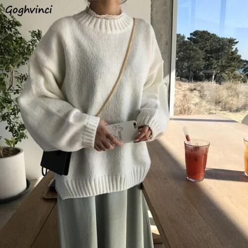 Women Sweaters Long Sleeve O-neck Winter Warm All-match Outwear Pullovers Oversize Loose Elegant Ulzzang Ins Students Streetwear