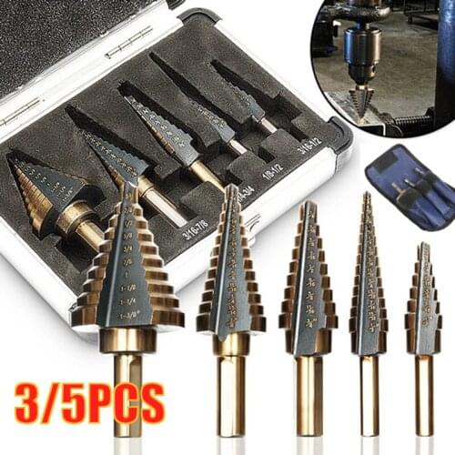 1/3/5Pcs Step Drill Titanium High Speed Steel Drill Bit Tool Set For Metal Manufacturing And Machining Drilling