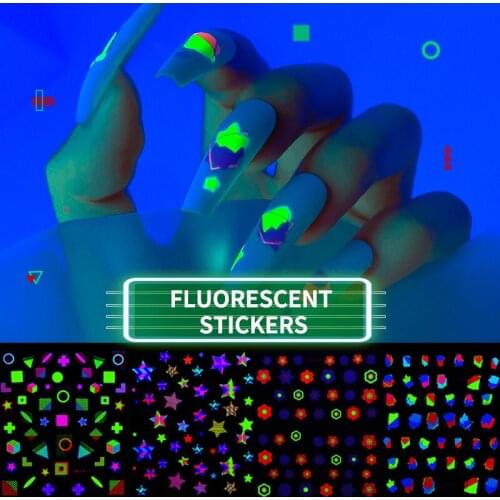 1 Pcs Fluorescence Flower Nail Sticker for DIY Manicure Design 2021 Fashion Star Stickers for Nails Art Decoration