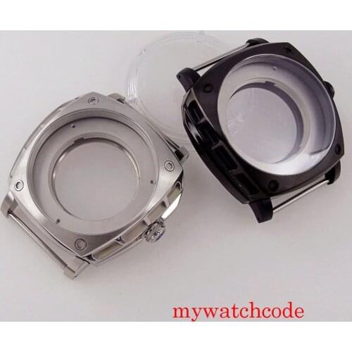 47.5mm Square 316L Stainless Steel Silver Black Watch Case Sapphire Glass 10ATM Transparent CaseBack For MIYOTA 8219 Movement