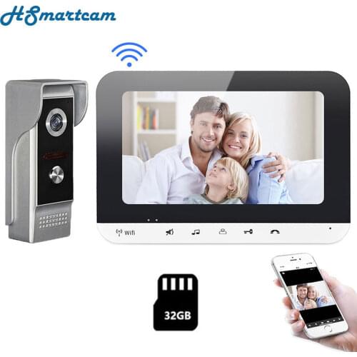 7 inch Wireless WiFi Video Door Phone APP Smart Unlock Control Mobile Phone Remote Control Video Intercom Record System