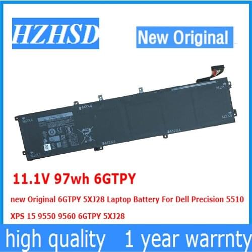 11.4V 97wh 6GTPY new Original 5XJ28 Laptop Battery For Dell Precision 5510 XPS 15 9550 9560 9570 6GTPY 5XJ28