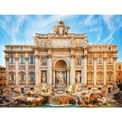 5D Diy Diamond Painting Full Square Round fountain-rome Picture Of Rhinestones Mosaic Decorations Diamond Art Stickers