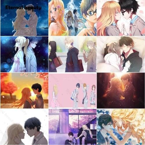 Diamond Painting Anime Art April Is Your Lie Comics Full Square Drill Diamond Embroidery Home Decor Wall Art Cross Stitch Kits