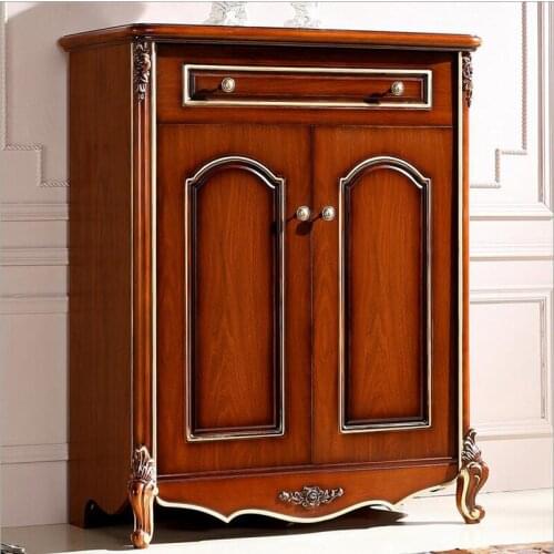 Antique sliding woden grain door shoe cabinet European shoe rack p10218