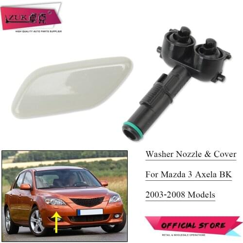 Car Accessories For Mazda 3 Axela 5-Door 2003-2008 Headlight Cleaning Water Spray Nozzle Jet + Headlamp Washer Cover Cap Lid