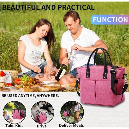 BalleenShiny High-quality Oxford Cloth Waterproof Lunch Box Insulation Bag Casual Frosted Zipper One-shoulder Portable Lunch Bag