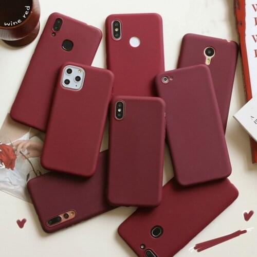 Wine Red Matte Phone Case For xiaomi redmi note 8 7 6 5 4 Pro 8a 7a 6 6A 5 5A 5 Plus 4A 4X S2 K20 Silicone Soft TPU Cover