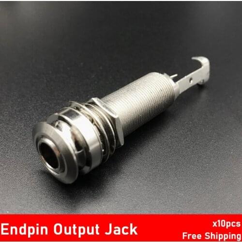 10PCS CYLINDER Guitar Pickup Endpin Output Jack Nickel Strap Lock Chrome/Gold