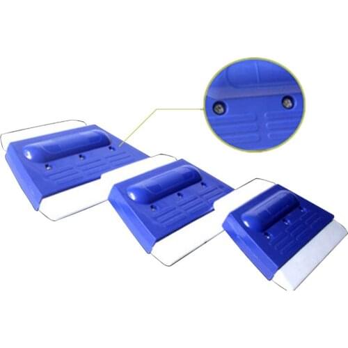 New Upgrade Blue & White Block Double Side Trapezoid ABS Rubber Squeegee Film Stickers Decals Vinyl Advertising Scraper