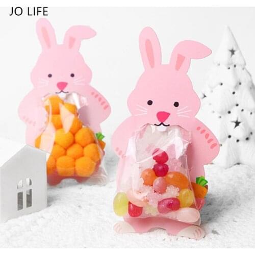 JO LIFE 10PCS/SET Cute Animal Gift Bags Rabbit Bear Candy Snack Package Bag For Baby Shower Birthday Halloween Christmas Party