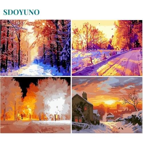 SDOYUNO 40x50cm Paint By Numbers Scenery DIY Oil Painting By Numbers On Canvas Frameless Landscape Digital Hand Painting Decor