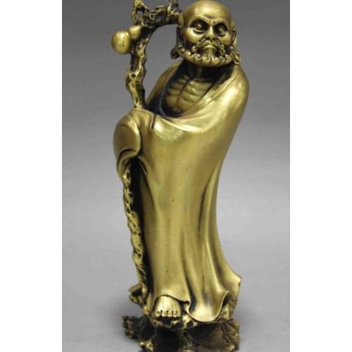 Chinese Buddhism Temple Brass Copper Damour DaMo Bodhidharma Buddha God Statue