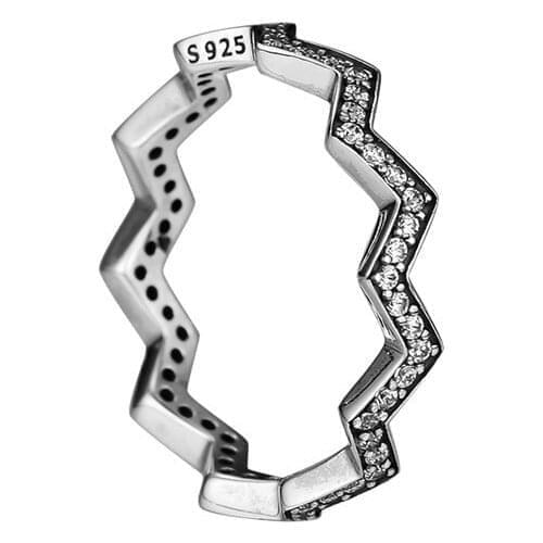 Shimmering Zig Zag Rings for Women Clear CZ 925 Sterling Silver Women Rings Crystal Stackable Rings Girls Classic Jewelry Gifts