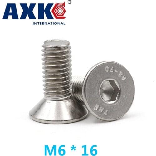 Fastener Round Bolt Axk 15pcs M6 * 16 Authentic 304 Stainless Steel Countersunk Head Hex / Flat Allen Screws Inside