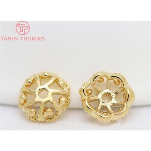 20PCS 7.5MM 24K Gold Color Plated Brass Beads Caps High Quality Diy Jewelry Findings Accessories WholesaleWholesale