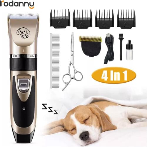 Rodanny 4in1 Dog Hair Clipper USB Rechargeable Electric Dog Grooming Kit Mute Pet Hair Cutting Machine