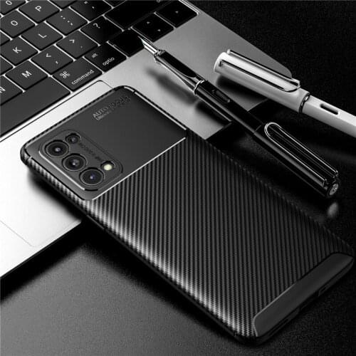 For OPPO Reno 5 Pro Plus Case Carbon Fiber Matte Silicone Phone Case for Reno 5 Pro+ Reno5 Back Cover Coque