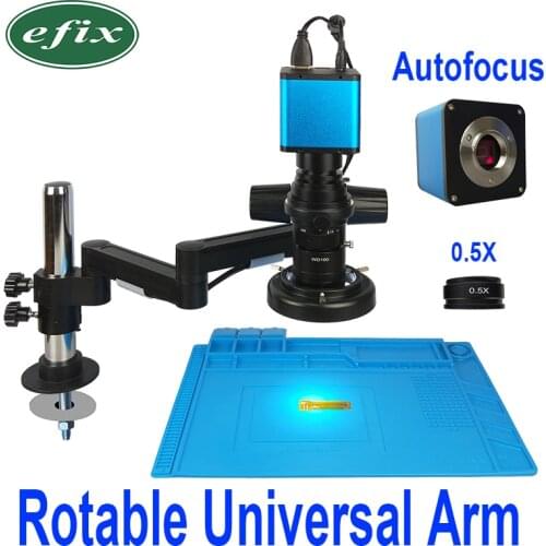 Autofocus Rotable University Arm Stand Microscope Continues Zoom Auto Focus SONY IMX290 HDMI Video Industry Camera LED Light