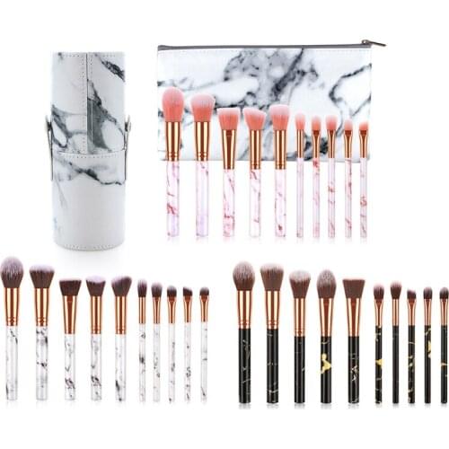 Brand 3 Colors Marble Pattern Profession Nylon Makeup Brush Set + 1 Cosmetic Barrel/Bag Blush Eyeshadow Blend Make up tools