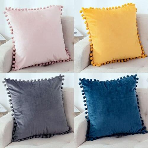 1PC 45*45 Velvet Tassel Sofa Cushion Cover Decoration Soft Short Plush Pillowcase For Sofa Living Room Decor Housse De Coussin