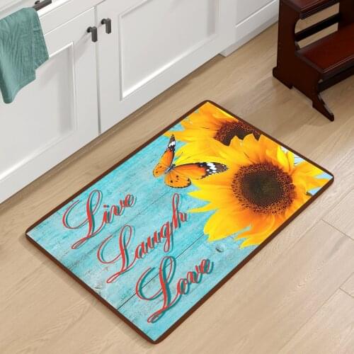 Non-Slip Floor Mat Sunflower Pumpkin Mat Entrance Doormat Self-Service Laundry Bath Mat Carpet Laundry Room Decor Balcony Rug