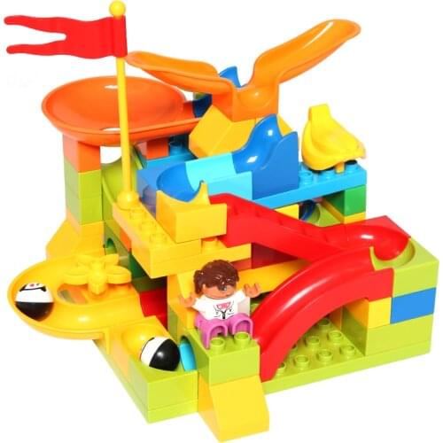 Newest Marble Race Run Maze Ball Track Building Blocks Plastic Funnel Slide Big Size Bricks Compatible Duploe Block