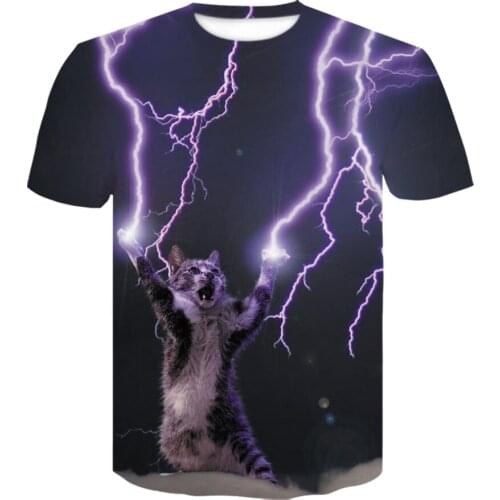 2021 New Cool T-shirt Men/Women 3d T shirt printing lightning two cat Short Sleeve Summer Tops Tees funny design tshirt 6xl
