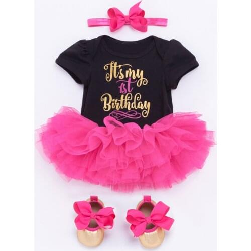 Baby Girl Clothes 1st Birthday Girl Princess Tutu Dress Two Birthday Cake Smash Outfits Romper Sets Red Infant Party Dresses